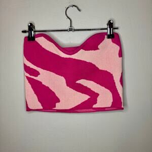 SHEIN Pink Zebra Swirl Knit Strapless Tube Top Crop Size M